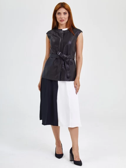 Женский жилет из натуральной кожи премиум класса 04, черный, размер 50, артикул 91720-6