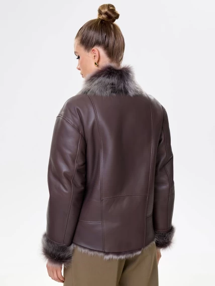 Короткая женская дубленка из тосканы премиум класса 2049, коричневая, размер 48, артикул 64200-4