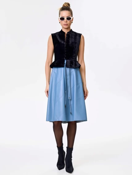 Голубая кожаная юбка 01рс, размер 48, артикул 85452-6