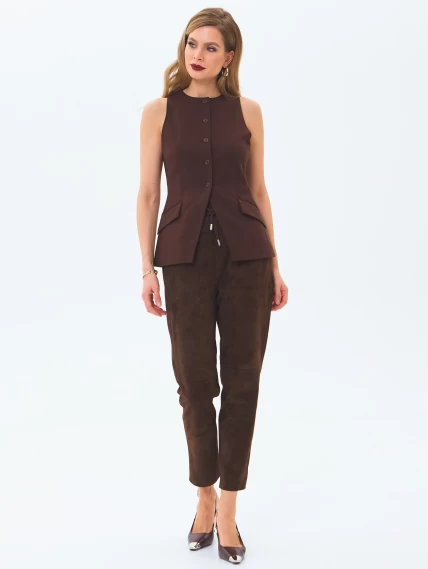 Замшевые женские брюки 09з, коричневые, размер 46, артикул 86030-6