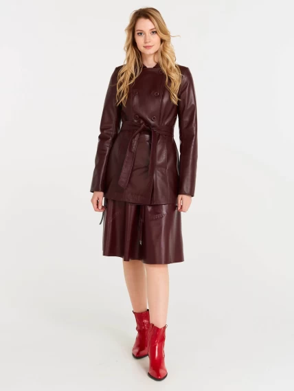 Кожаный комплект женский: Плащ утепленный 309ш + Юбка 01рс, бордовый, р. 46, арт. 111183-0