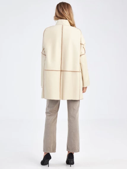 Женская дубленка оверсайз на молнии премиум класса 2036, бежевая, размер 48, артикул 62900-6