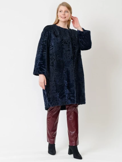 Зимний комплект женский: Шуба из каракуля 16438 + Брюки 02, cиний/бордовый, р. 52, арт. 111294-0