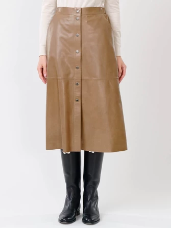 Коричневая кожаная юбка 08-1