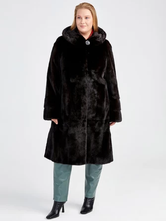 Удлиненная женская норковая шуба с капюшоном Мишель(к)-0