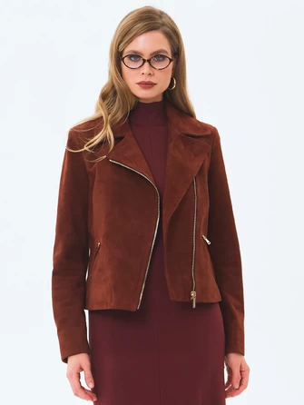 Короткая женская замшевая куртка косуха премиум класса 3095з-0