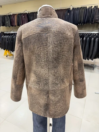 Удлиненная мужская дубленка премиум класса 442-1