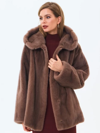 Женская норковая шуба с капюшоном премиум класса Жанет(к)-1
