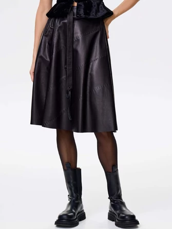 Черная кожаная юбка 01рс-1