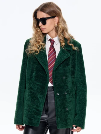 Зеленая дубленка из астрагана 58мех-0