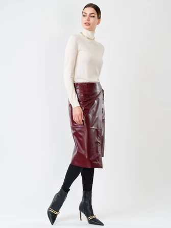 Кожаная юбка миди с запахом 07-0