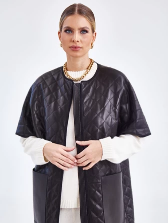 Кожаный женский стеганый жилет премиум класса 07-1