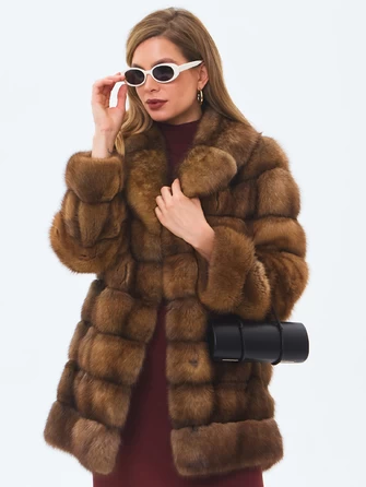 Шуба из меха соболя женская премиум класса Мэри-0