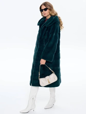 Зеленая норковая женская шуба с капюшоном 2а(к)-0