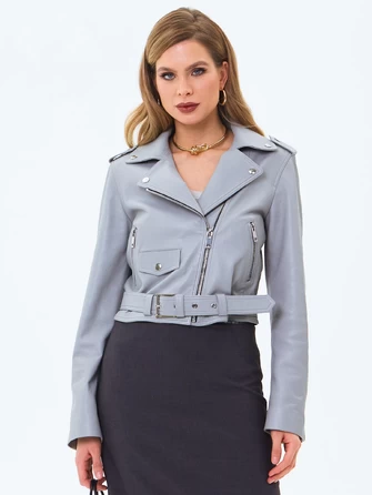 Женская кожаная куртка косуха с поясом премиум класса 3080-0