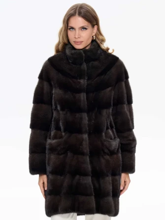 Поперечная норковая женская шуба MANZARI SL-135-0