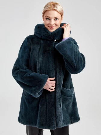 Женская норковая шуба автоледи с капюшоном премиум класса Nina-0