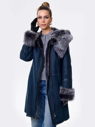 Женская дубленка косуха с капюшоном из тосканы 283-0