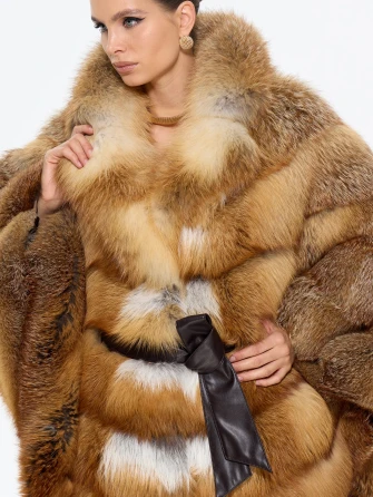 Женская короткая шуба из меха лисы М1010 - 340-1