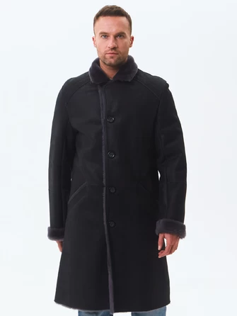 Длинная классическая мужская дубленка премиум класса 407-1